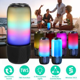 Wireless Portable Speaker Loud Stereo Speaker with 6 Color Changing Lights Radio Party TWS Speaker for Home Outdoor Travelling