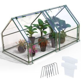 Portable Mini Greenhouse With Roll-Up Zipper Doors Waterproof UV-Resistant PVC Cover Hot House For Indoor Outdoor Garden Patio Backyard 70.86*33.