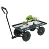 86*46*97cm Garden Iron Wood Four Wheel Square Garden Wagon Green RT