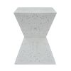 14.75" White Terrazzo Finish Prismatic Symmetry Concrete Outdoor Side Table with Prismatic Design ‚Äì Weather-Resistant Accent for Patio, Garden