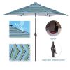 Outdoor Patio 8.7-Feet Market Table Umbrella with Push Button Tilt and Crank, Red Stripes With 24 LED Lights[Umbrella Base is not Included] RT