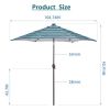 Outdoor Patio 8.7-Feet Market Table Umbrella with Push Button Tilt and Crank, Red Stripes With 24 LED Lights[Umbrella Base is not Included] RT