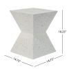 14.75" White Terrazzo Finish Prismatic Symmetry Concrete Outdoor Side Table with Prismatic Design ‚Äì Weather-Resistant Accent for Patio, Garden