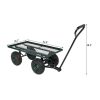 86*46*97cm Garden Iron Wood Four Wheel Square Garden Wagon Green RT