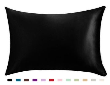 Pillowcase Satin Solid Color Simulation Silk Single Pillowcase Ice Silk Pillowcase (Option: black-20X29inches-1PC)