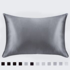 Pillowcase Satin Solid Color Simulation Silk Single Pillowcase Ice Silk Pillowcase (Option: Grey-20X36inches-1PC)