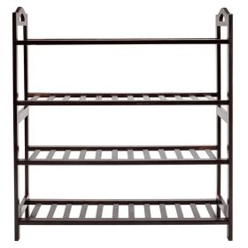 12 Strips Four Layer Shoe Rack Coffee Color (Color: Coffee)