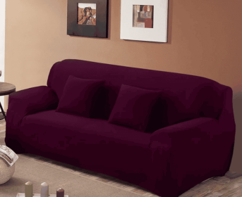 Solid Corner Sofa Covers Couch Slipcovers Elastica Material Sofa Skin Protector Cover Sofa Armchair (Option: Grape-One seat)