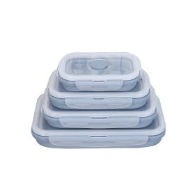 Silicone lunch box (Option: Blue1-All 4pcs)