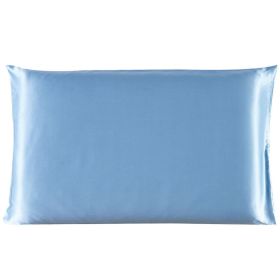 Pillowcase Satin Solid Color Simulation Silk Single Pillowcase Ice Silk Pillowcase (Option: Blue-20x29inches-1PC)