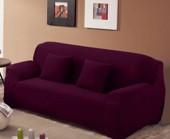 Solid Corner Sofa Covers Couch Slipcovers Elastica Material Sofa Skin Protector Cover Sofa Armchair (Option: Grape-Quadruple seat)