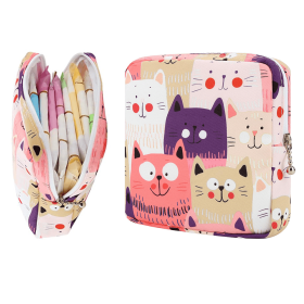 Sanitary Napkin Storage Bag, Cartoon Storage Bag, Cosmetic Bag, Sanitary Pads Pouch (Option: Pink cat)