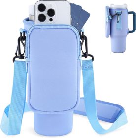 Slok Water Bottle Carrier Bag, Compatible With 40oz Tumbler With Handle, Modern Water Bottle Holder With Simple Adjustable Strap For Outdoor Walking H (Option: Light Blue)