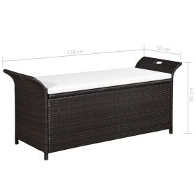 vidaXL Storage Bench with Cushion 54.3" Poly Rattan Brown (Option: as picture)