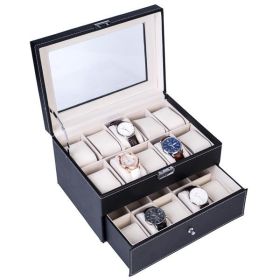 20 Seater Double-layer High-end Watch Storage Box (Color: Black)