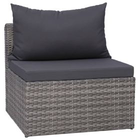 vidaXL 8 Piece Patio Lounge Set with Cushions Poly Rattan Gray (Option: as picture)