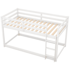 Bunk Bed With Ladder, White (Color: White)