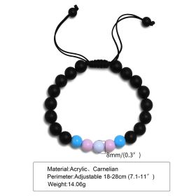 Bracelet Acrylic Black Agate Beaded Bracelet Friendship Men And Women (Option: PB)