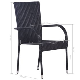 vidaXL Stackable Patio Chairs 2 pcs Poly Rattan Black (Option: as picture)