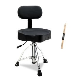 Adjustable Black Drum Stool With Hydraulic Function By Shoulder Strap (Color: Black)