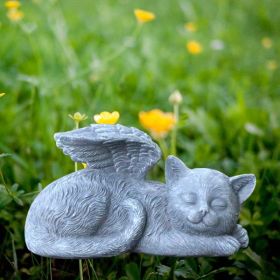 1pc Resin Angel Pet Statue, Dog Cat Memorial Garden Statue, Indoor Outdoor Decor Home Memorial Garden Grave Marker Statue, Lawn Yard Garden Ornam (Color: Angel Cat)