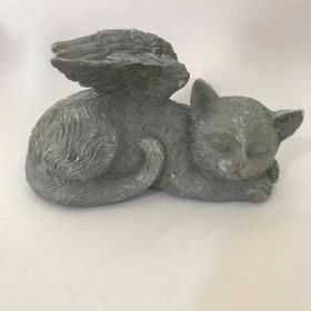 1pc Resin Angel Pet Statue, Dog Cat Memorial Garden Statue, Indoor Outdoor Decor Home Memorial Garden Grave Marker Statue, Lawn Yard Garden Ornam (Color: Gray Angel M)