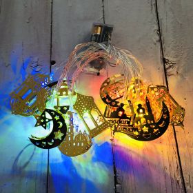 1pc; Eid Al Adha Decorations String Lights; 6.56 Feet 10 LEDs Eid Moon Star Kerosene Lantern Lamp; Battery Operated For Ramadan Outdoor Home Deco (Color: Color, size: 6.56ft)