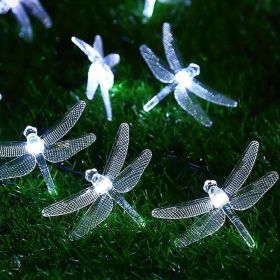 1pc Solar Dragonfly String Lights Waterproof 20 LEDs Dragonfly Fairy Lights Decorative Lighting For Indoor/Outdoor Home Garden Lawn Fence Patio P (Color: White Light)