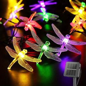 1pc Solar Dragonfly String Lights Waterproof 20 LEDs Dragonfly Fairy Lights Decorative Lighting For Indoor/Outdoor Home Garden Lawn Fence Patio P (Color: Multi Color)