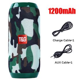 Portable Bluetooth Speaker Wireless Bass Subwoofer Waterproof Outdoor Speakers Boombox AUX TF USB Stereo Loudspeaker Music Box (Ships From: China, Color: Camouflage)