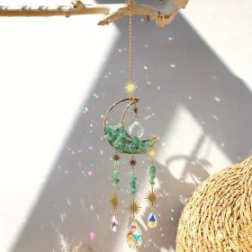 1pc Rainbow Maker Sun Catcher - Indoor/Outdoor Window Prism Moon Mini Dream Catcher with Crystals and Healing Stones - Garden Tree Decorations (size: Green)