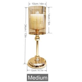 Nordic Style Candle Holder Luxury Candlestick Wedding Table Centerpieces Tealight Pillar Candle Holders Flower Vase Home Decor (Ships From: China, Color: Medium)