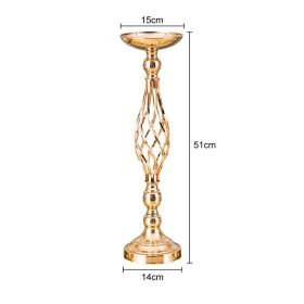 Gold/ Silver Flowers Vases Candle Rack Stand Holders Wedding Decor Road Lead Floral Bouquet Party Props Table Centerpiece Pillar (Ships From: China, Color: Gold Middle)