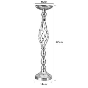 Gold/ Silver Flowers Vases Candle Rack Stand Holders Wedding Decor Road Lead Floral Bouquet Party Props Table Centerpiece Pillar (Ships From: China, Color: Silver Large)