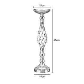 Gold/ Silver Flowers Vases Candle Rack Stand Holders Wedding Decor Road Lead Floral Bouquet Party Props Table Centerpiece Pillar (Ships From: China, Color: Silver Middle)