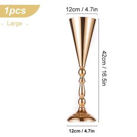 Wedding Metal Candle Holders Flowers Vase Candlestick Centerpieces Table Center Flower Pillar Road Lead Candelabra Wedding Party (Ships From: CN, Color: 1Pcs-Large)