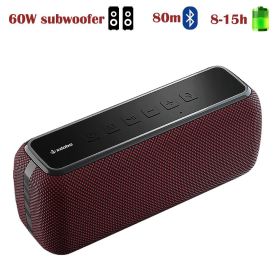 X8 60W Powerful Portable Outdoor Wireless Bluetooth Speaker TWS Hifi Home Theater System Music Sound Box Soundbar For TV (Ships From: China, Color: X8-RED)