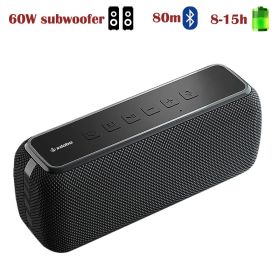 X8 60W Powerful Portable Outdoor Wireless Bluetooth Speaker TWS Hifi Home Theater System Music Sound Box Soundbar For TV (Ships From: China, Color: X8-BLACK)