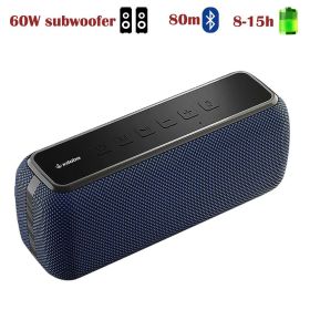 X8 60W Powerful Portable Outdoor Wireless Bluetooth Speaker TWS Hifi Home Theater System Music Sound Box Soundbar For TV (Ships From: China, Color: X8-BLUE)