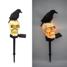 Solar Ground Plug Lights Crow Skull Floor Lamp For Halloween (style: style1)