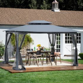 13x10 Outdoor Patio Gazebo Canopy Tent With Ventilated Double Roof And Mosquito net(Detachable Mesh Screen On All Sides); Suitable for Lawn;  Gar (Color: Gray)