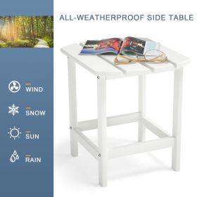 Adirondack Outdoor Side Table;  HDPE Plastic End Tables for Patio;  Backyard;  Pool;  Indoor Outdoor Companion;  Easy Maintenance Weather Resista (Color: White)