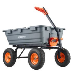 VEVOR Dump Cart, Poly Garden Dump Cart with Easy to Assemble Steel Frame, Dump Wagon with 2-in-1 Convertible Handle (size: Poly-1200 lbs)