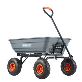 VEVOR Dump Cart, Poly Garden Dump Cart with Easy to Assemble Steel Frame, Dump Wagon with 2-in-1 Convertible Handle (size: Poly-600 lbs)