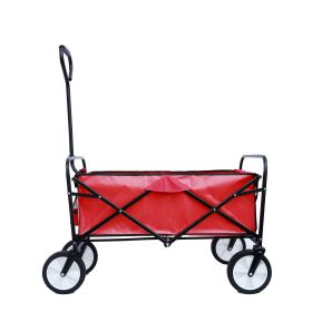 Outdoor Folding Wagon Garden ;  Large Capacity Folding Wagon Garden Shopping Beach Cart ; Heavy Duty Foldable Cart;  for Outdoor Activities;  Bea (Color: Red)