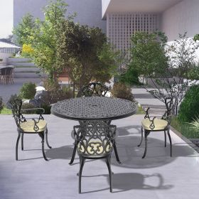 (Cushions In Random Colors)5-Piece Set Of Cast Aluminum Patio Furniture With Cushions (Color: as Pic)