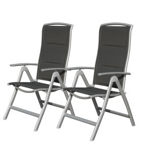 Patio Folding Chairs Set of 2, Aluminium Frame Outdoor Reclining Patio Chairs for Garden Camping Poolside Beach Deck (Color: as Pic)