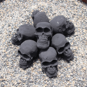 Ceramic Skulls for Fire Pit, Outdoor Fire Tables, 7pcs Reusable Spooky Imitated Human Skull Gas Log for Party, Bonfire,Campfires,Fireplaces, 3.1 (style: 7pcs 3inch)