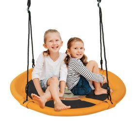 Backyard Tree Round Swing with Adjustable Ropes (Type: Swing, Color: Yellow)