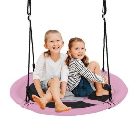 Backyard Tree Round Swing with Adjustable Ropes (Type: Swing, Color: Pink)